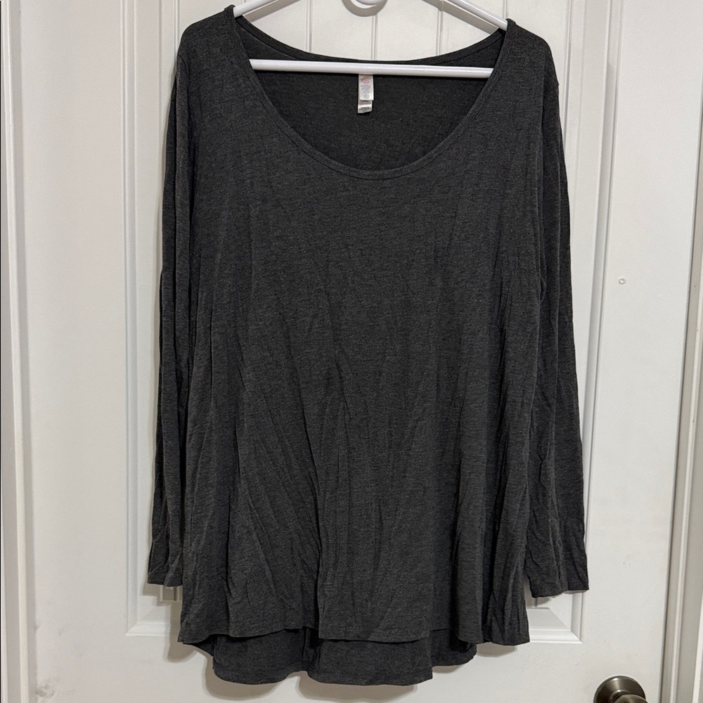 Women's Charcoal Scoop Neck Long Sleeve Top